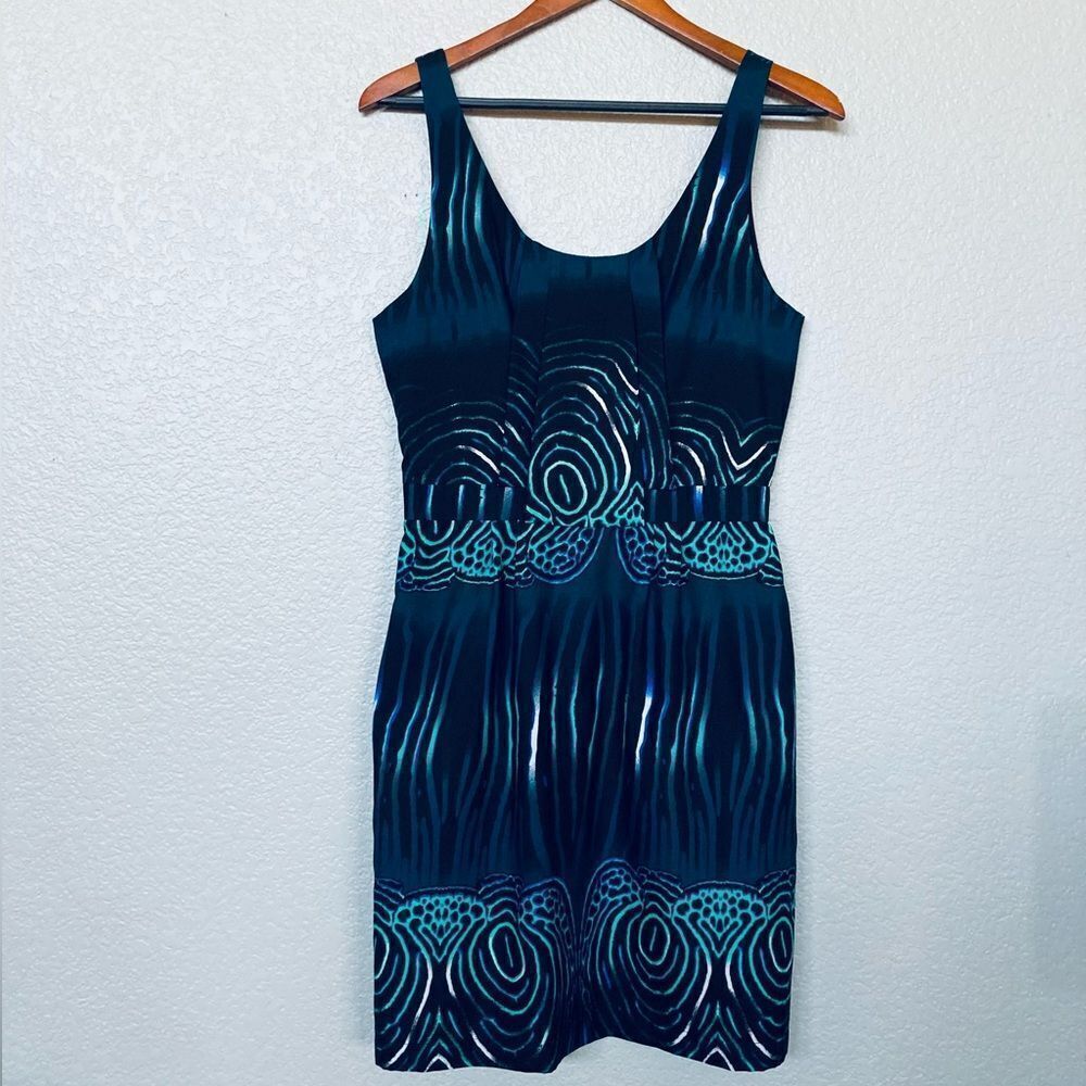 W118 Walter Baker Teal Blue Green Print Cocktail Dress XS